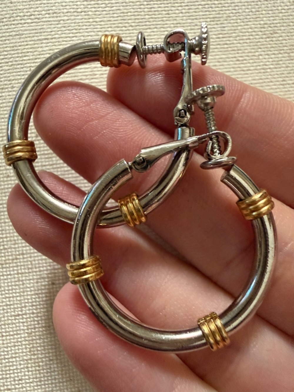 Napier Two-Tone Silver & Gold Hoop Earrings
